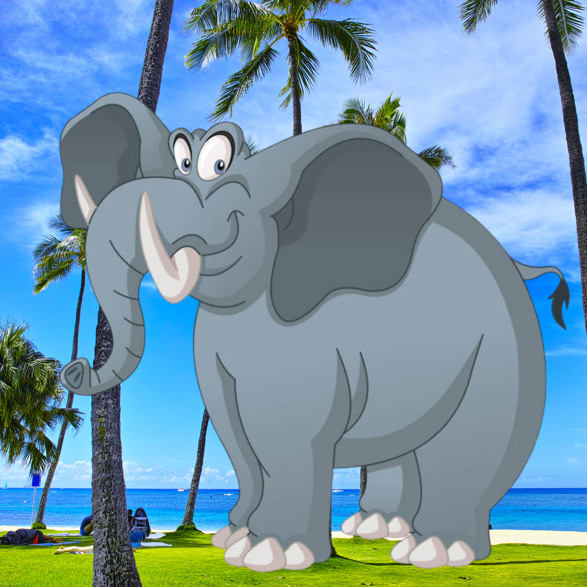 Illustration of the chess rook explained as an elephant for children.